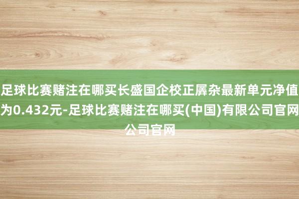 足球比赛赌注在哪买长盛国企校正羼杂最新单元净值为0.432元-足球比赛赌注在哪买(中国)有限公司官网