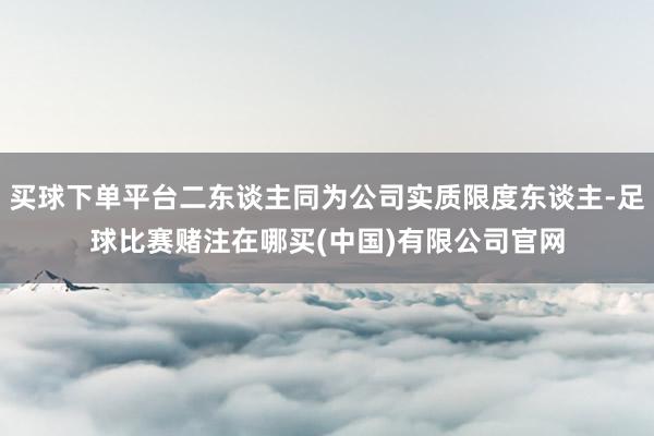 买球下单平台二东谈主同为公司实质限度东谈主-足球比赛赌注在哪买(中国)有限公司官网