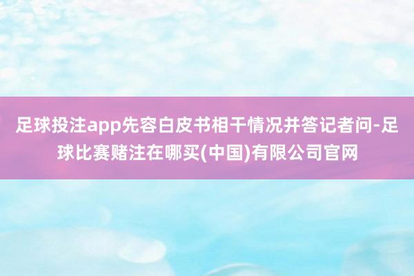 足球投注app先容白皮书相干情况并答记者问-足球比赛赌注在哪买(中国)有限公司官网