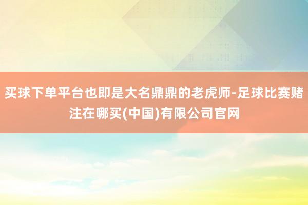 买球下单平台也即是大名鼎鼎的老虎师-足球比赛赌注在哪买(中国)有限公司官网