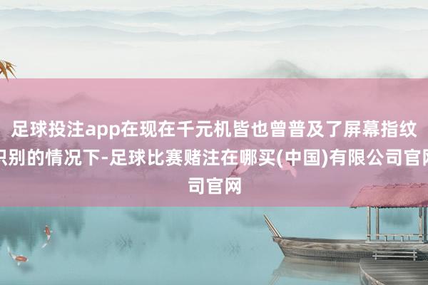 足球投注app在现在千元机皆也曾普及了屏幕指纹识别的情况下-足球比赛赌注在哪买(中国)有限公司官网