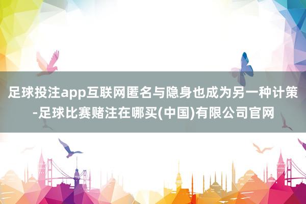 足球投注app互联网匿名与隐身也成为另一种计策-足球比赛赌注在哪买(中国)有限公司官网