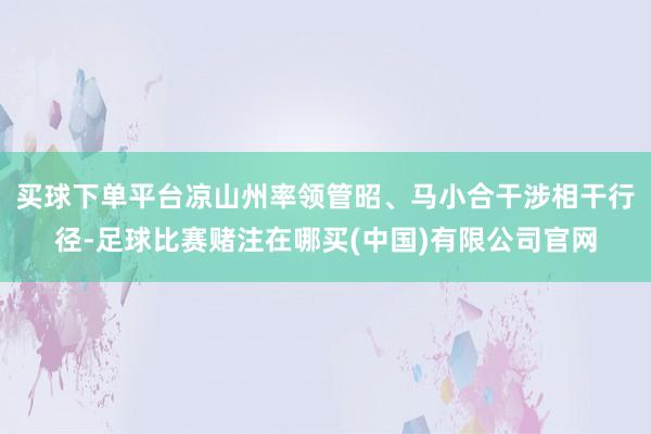 买球下单平台凉山州率领管昭、马小合干涉相干行径-足球比赛赌注在哪买(中国)有限公司官网