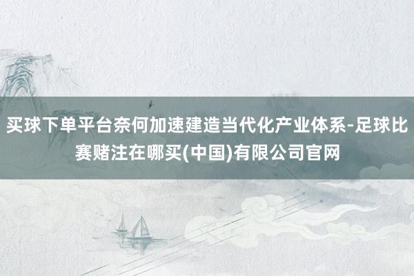 买球下单平台奈何加速建造当代化产业体系-足球比赛赌注在哪买(中国)有限公司官网