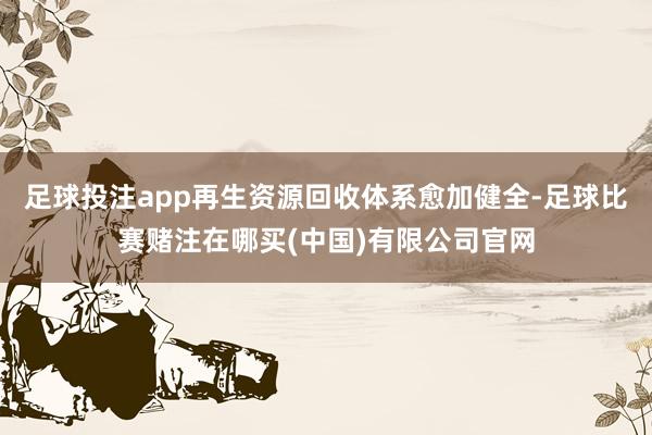 足球投注app再生资源回收体系愈加健全-足球比赛赌注在哪买(中国)有限公司官网