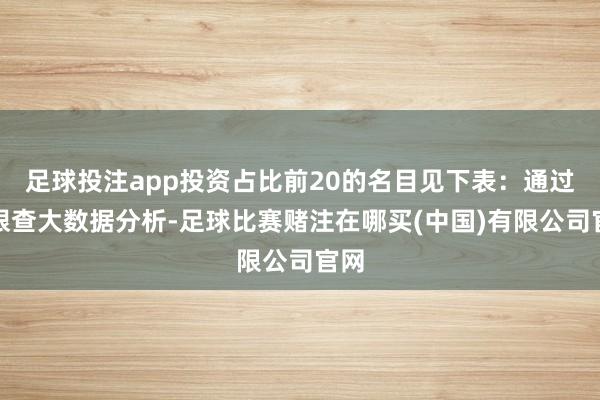 足球投注app投资占比前20的名目见下表：通过天眼查大数据分析-足球比赛赌注在哪买(中国)有限公司官网