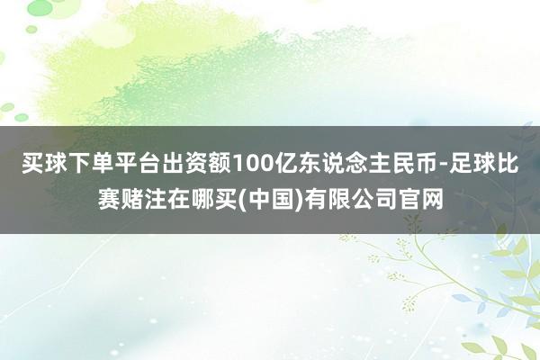 买球下单平台出资额100亿东说念主民币-足球比赛赌注在哪买(中国)有限公司官网