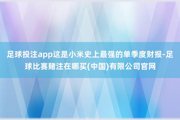 足球投注app这是小米史上最强的单季度财报-足球比赛赌注在哪买(中国)有限公司官网