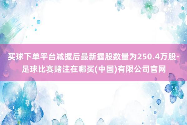 买球下单平台减握后最新握股数量为250.4万股-足球比赛赌注在哪买(中国)有限公司官网