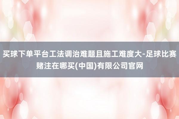 买球下单平台工法调治难题且施工难度大-足球比赛赌注在哪买(中国)有限公司官网