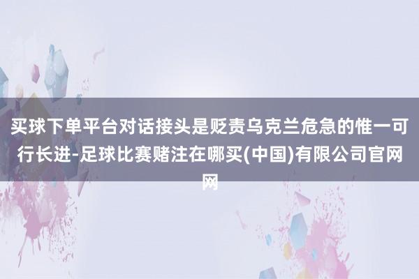 买球下单平台对话接头是贬责乌克兰危急的惟一可行长进-足球比赛赌注在哪买(中国)有限公司官网