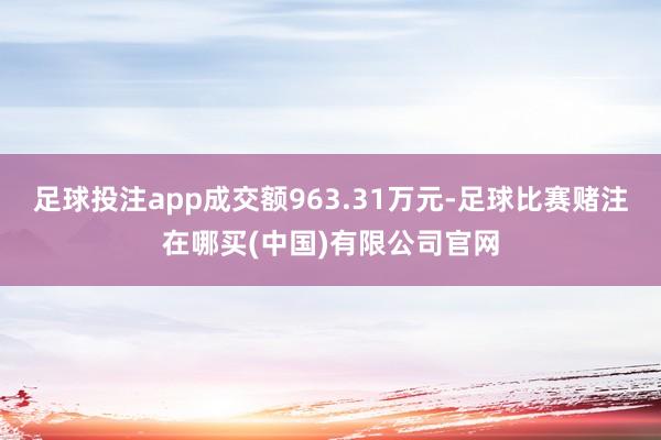 足球投注app成交额963.31万元-足球比赛赌注在哪买(中国)有限公司官网