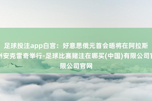 足球投注app白宫：好意思俄元首会晤将在阿拉斯加州安克雷奇举行-足球比赛赌注在哪买(中国)有限公司官网
