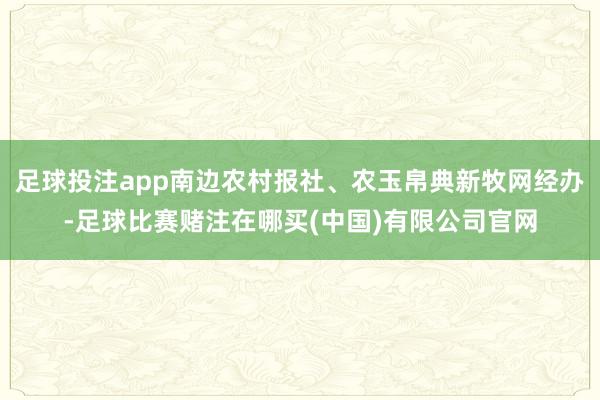 足球投注app南边农村报社、农玉帛典新牧网经办-足球比赛赌注在哪买(中国)有限公司官网
