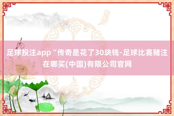 足球投注app“传奇是花了30块钱-足球比赛赌注在哪买(中国)有限公司官网