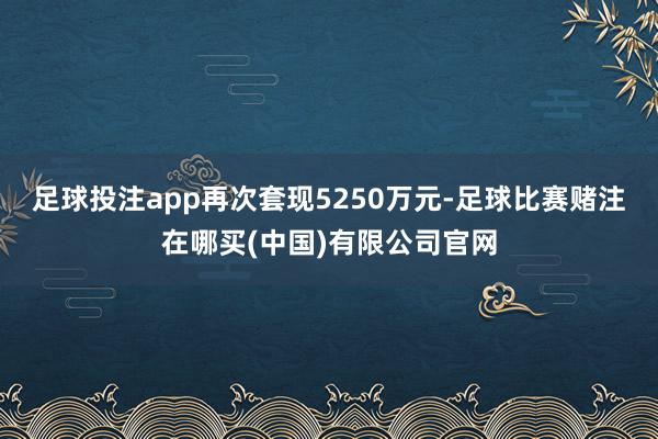 足球投注app再次套现5250万元-足球比赛赌注在哪买(中国)有限公司官网