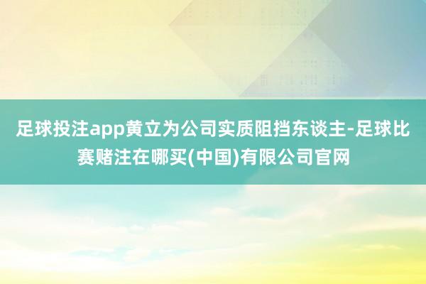 足球投注app黄立为公司实质阻挡东谈主-足球比赛赌注在哪买(中国)有限公司官网